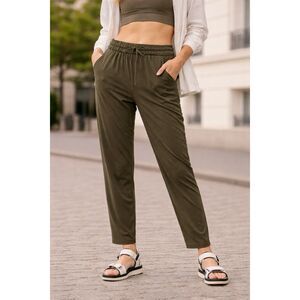 Lululemon Size 14 Keep Moving Pant 7/8 High Rise Green Paperbag Elastic Waist